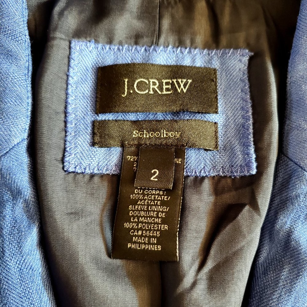 J. Crew Blue Herringbone Schoolboy Blazer Size 2 - Picture 11 of 16